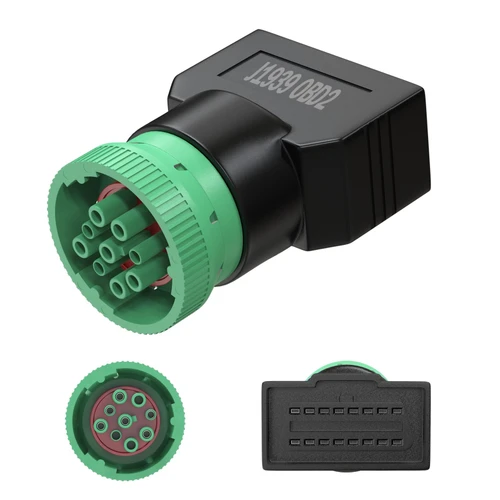 Zzxker J1939 9 pin to OBD2 Adapter,9pin J1939 Male to OBD2 16pin Female Adapter,J1939 to J1962 9pin to16pin Adapter Work for Heavy Duty Trucks and Commercial Vehicles (9Pin to 16Pin)