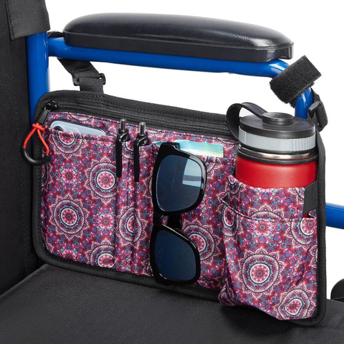 Wheelchair Side Bag, Wheel Chair Armrest Pouch Accessories with Cup Holder