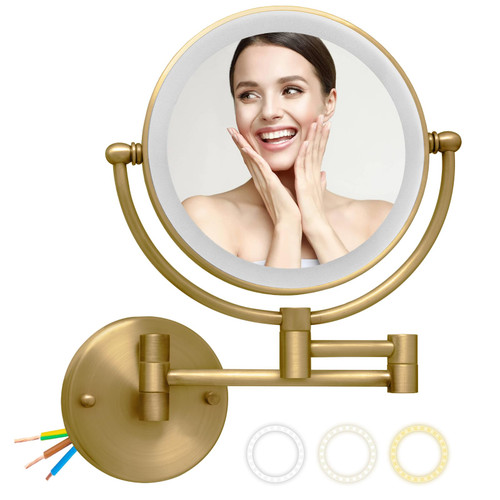 Hardwired Wall Mounted Makeup Mirror with Light and Magnification 10X
