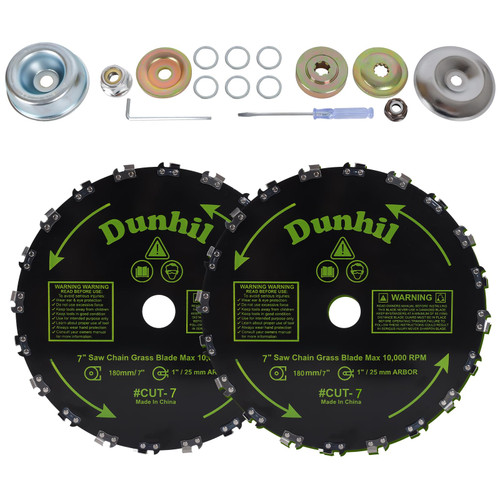 Dunhil 7 inch 16T 7” x 16T Chainsaw Tooth Brush Cutter Blades Metal Brush Cutter Blade with 2 Set Adapter Kits for Weed Eater, Cutter, Trimmer