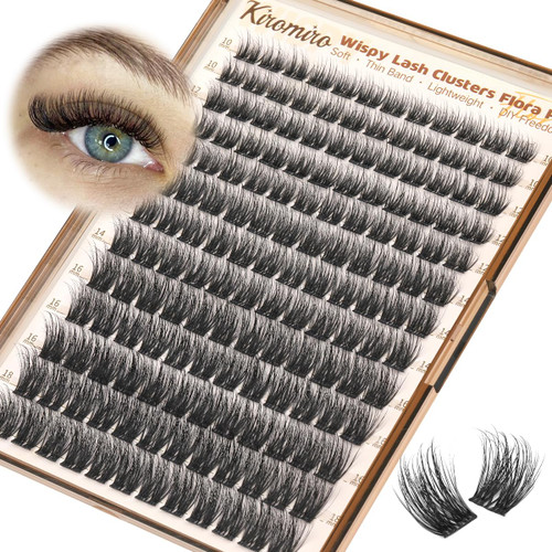 Kiromiro Wispy Lash Clusters Fluffy Flora Eyelash Clusters 10-18mm Cluster Eyelash Extensions 156pcs DIY Volume Cluster Lashes Natural Individual Lash with Thin Band
