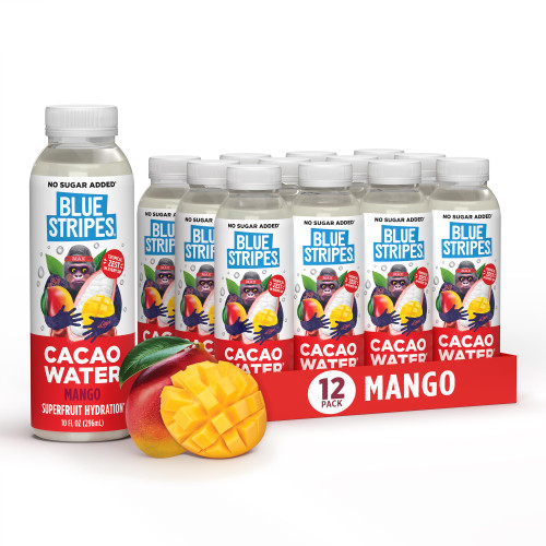 Blue Stripes Mango Cacao Water - Natural Hydration Drink (10floz, 12pk)
