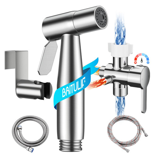 BRITULIF Hot and Cold Bidet Sprayer for Toilet, Adjustable Pressure