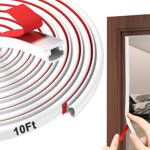alophoty Door Weather Stripping Door Seal Strip, 10Ft, White, 0.35"x0.24"