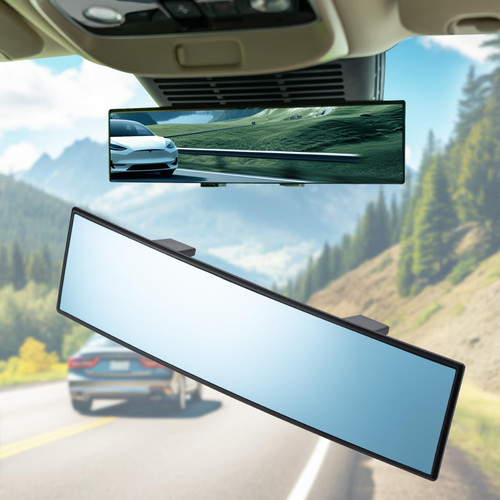 Car Rear View Mirrors，Universal 11.81'' Anti-glare Panoramic Rear Mirror