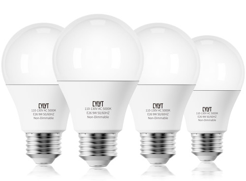 CYLYT Light Bulbs 60 Watt Equivalent Solt White 5000K, E26 A19 LED Light Bulb 9W 800 Lumen, Focos LED para Casa, 120V 60HZ Lightbulbs for Indoor Outdoor, Non-Dimmable, 20-Pack
