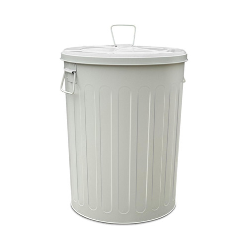 20 Gallon Trash Can, Steel Trash Can with Lid, Garbage Can with Lid, Beige