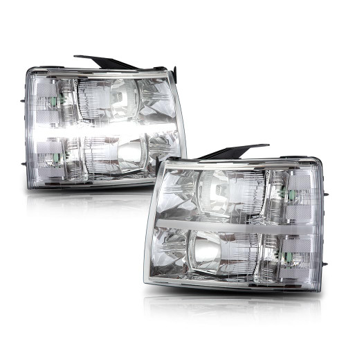 CHEDA LED DRL STRIP Headlights & HD Fit 2007-2013 Chevy Silverado
