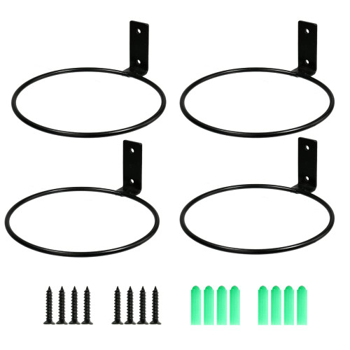 Sivya 4 Pack 6in Flower Pot Holder Ring Wall Mounted Metal Planter Hooks Hangers (4, 6")