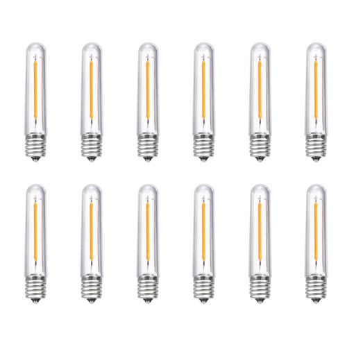 GOOTHY 12 Pack LED T13 Replacement Light Bulbs, Waterproof 0.6W E12 LED Bulbs for S14 G40 C7 Outdoor Patio String Lights, Night Lights, Dimmable E12 Candelabra Bulbs Chandeliers, 2700K Warm White