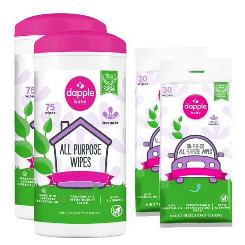 Dapple Baby All Purpose Cleaning Wipes - Multipack - Lavender Scent