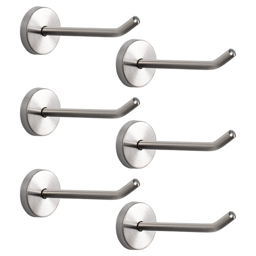 NearMoon Coat Hooks, Wall Mount Hooks for Hanging Hat Hurse Robe, 304 Stainless Steel Heavy Duty Towel Hangers for Bathroom Livingroom Hotel Kitchen Garage, 6 Pack (4 Inch, Brushed Nickel)