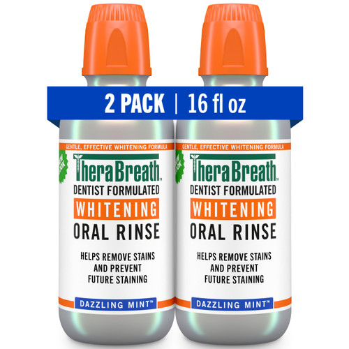 TheraBreath Whitening Mouthwash, Dazzling Mint, 16 oz, 2-Pack