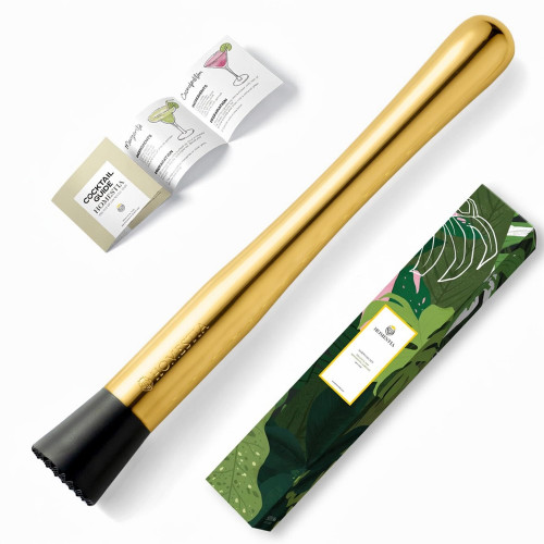 Homestia 10 Inch Muddler for Cocktails, Cocktail Muddler for Lemonade, Gold