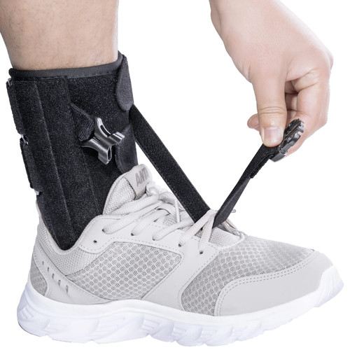 POZPO Foot Drop Brace for Walking Lifting Shoes, Drop Foot AFO Brace Help Raise Shoes, Foot Up Splint for Ankle, Improved Walking Gait, Prevent Falls and Injuries, for Left and Right-Black