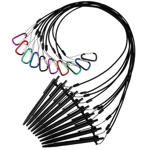 Lewtemi 10 Pack Pen Leash for Clipboard(Cord,24 Inch,Black)