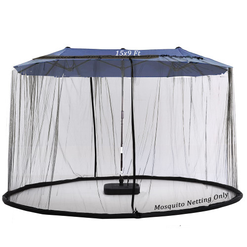 Tiimmgaal 15FT Mosquito Netting for Patio Umbrella Double Sided Patio Umbrella Canopy Netting (Black)(Does Not Contain Gazebo Patio Umbrela) (15FT Black)