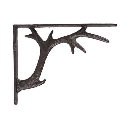 1PCS Cast Iron Deer Antler Wall Shelf Bracket, 6.2in (H),Brown