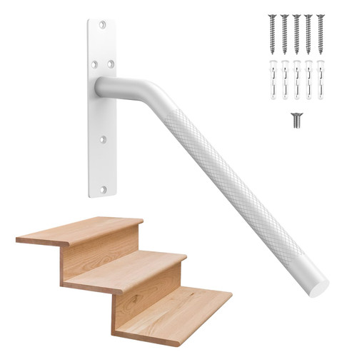 16 Inch White Stair Handrails for 1-3 Steps, Munzong Porch Railings