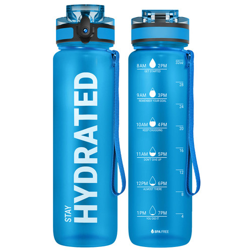 Sahara Sailor Water Bottle 32oz, Tritan Sports Bottle with Time Marker