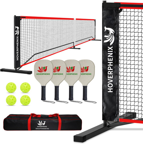 Pickleball Set with Net and Paddle Set of 4 for Driveway Family Games
