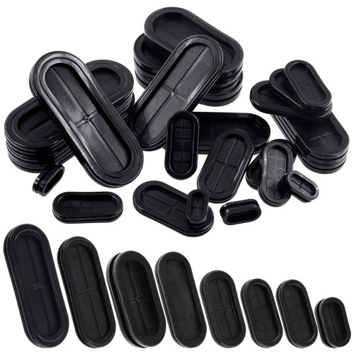Glarks 10Pcs 1/2" x 1-1/16" - 13 x 27mm Oval Closed Rubber Grommet, Drill Hole Double-Sided Firewall Hole Plug Wire Protection Electrical Wire Gasket for Wire, Plug, Automotive, Plumbing