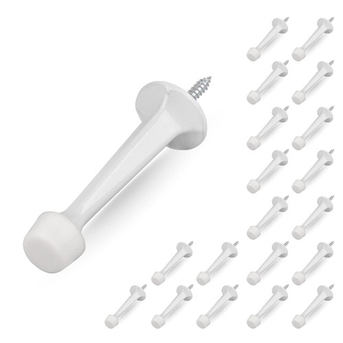 HOMOTEK 20 Pack Heavy Duty Solid Rigid Door Stop with Soft Rubber Tip, Zinc Die Cast Door Stopper Protect Wall & Door, White