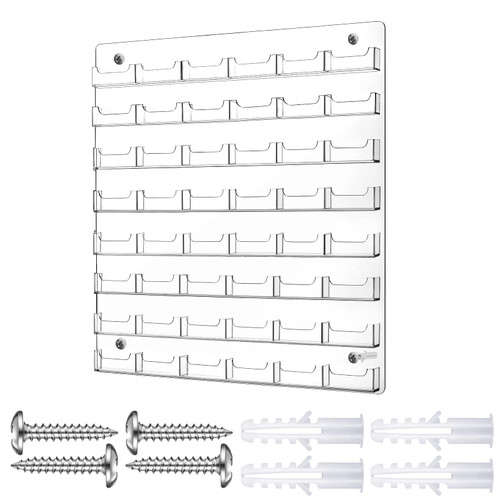 Hillban Acrylic Business Card Holder Wall Mount Office, 48 Pockets