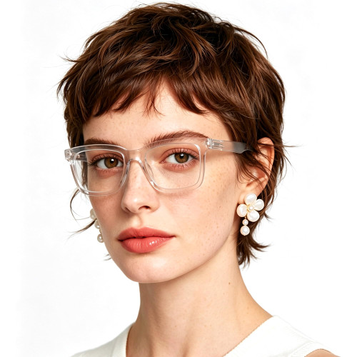 WEMOOTANTS High Magnification Power Reading Glasses 5.0 for Women Square Readers 100 125 150 175 200 225 250 275 300 350 400 500 600 (Crystal Clear 5.00)