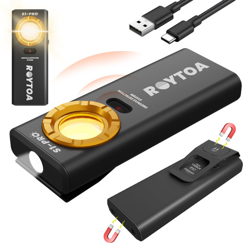 ROYTOA Pocket Flashlight Rechargeable Work Light EDC Slim Flat Flashlight 1200 Lumens with Magnetic Base&Back, Proximity Sensor, Clip for Pocket, IPX7, Dual Light Source, USB-C Port