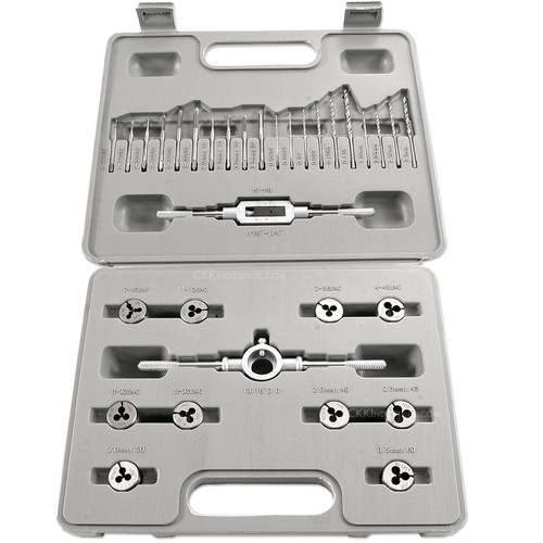 Knife & Gun Making Tap & Die Kit - UNF Standard/Metric - 33 Piece Micro Thread Set - (Drills/Taps/Dies/Handles) - (w/case) - USA Design - (by KnifeKits)