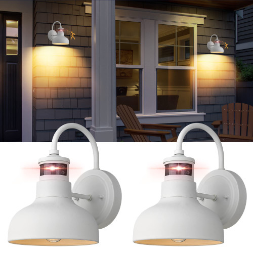 Seovix 7" Outdoor Light Fixture with Motion Sensor, Dusk to Dawn Exterior Wall Light E26 Base Socket Barn Light, IP65 Waterproof Outside Wall Sconce for Porch, House, Garage, Farmhouse, 2210SWH-1