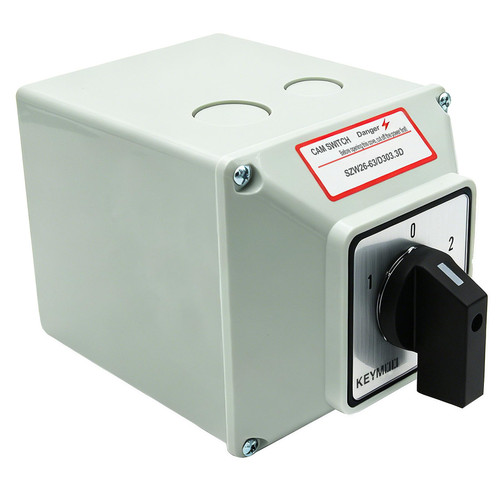 KEYMOO 63A Rotary Changeover Selector Switch with Exterior Box, 2-Way 3NO 3NC, 660V 3 Position 3 Phase 12 Terminals Universal Selector Switch for Solar and Grid Power Switching