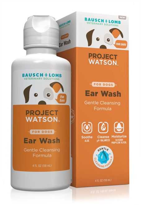 Ear Wash for Dogs by Project Watson, Gentle pH Balanced Formula to Help Support Ear Health & Hygiene, Contains Aloe Leaf Juice, Glycerin & Propylene Glycol, Hydrogen Peroxide & Fragrance Free, 4 Fl Oz