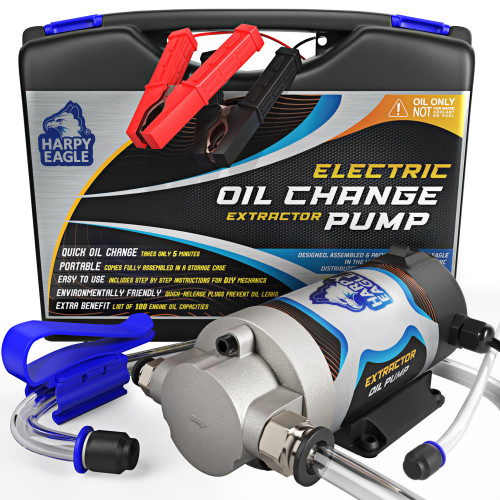 Harpy Eagle Electric Oil Change Extractor Pump 12/24V 100W, Oil Сhange Fluid Extractor Suction Transfer Pump Portable for Automotive, Cars, Boats, Motorcycle,Trucks with Storage Case/Patent Pending