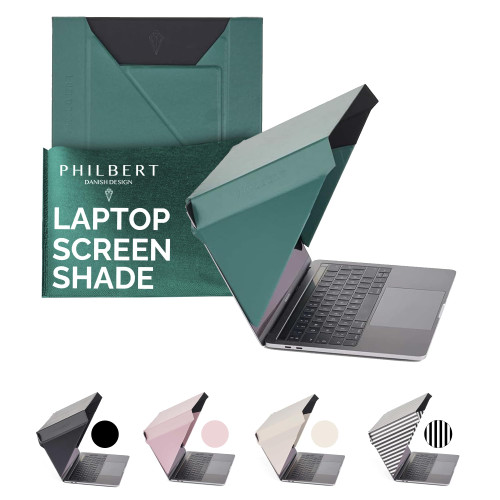 Philbert Danish Design 4-in-1 Laptop Screen Shade – Original Slim Hood – Sun, Privacy, Heat & Contrast Protection, Lightweight & Travel-Friendly, Fits 12–14” MacBook & PC, Patented, Green