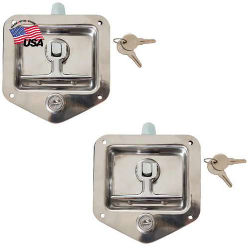 Buyers Products L8815 Locking T-Handle Latch, 2 Pack, Stainless Steel