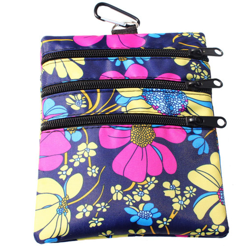 hapheal Golf valuables pouch, zipper golf ball bag with 4 pockets, golf accessories pouch for storing balls,tees,mobile phone,keys, cards and cash, great gift for golfers (1 PACK FLOWER PRINT)