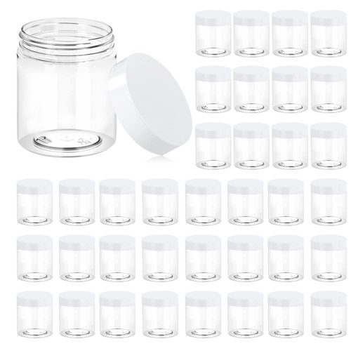 Eternal Moment 36 Pack 8 OZ Plastic Jars Clear Cosmetic Container with Lids