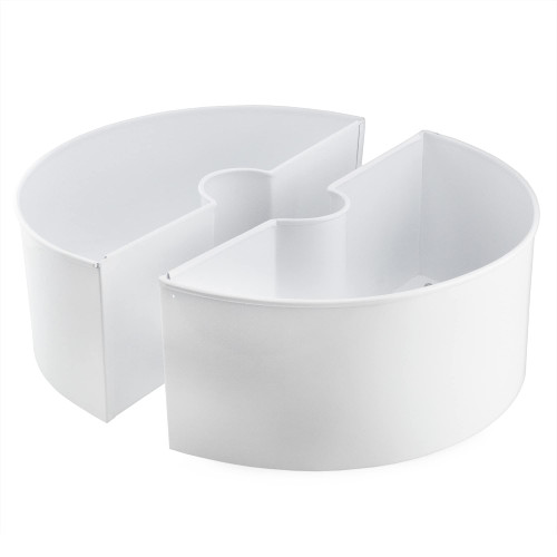 AuldHome Design Umbrella Planter for Patio Table w/Umbrella Hole (White), Enamelware Half-Circle Planter Pots