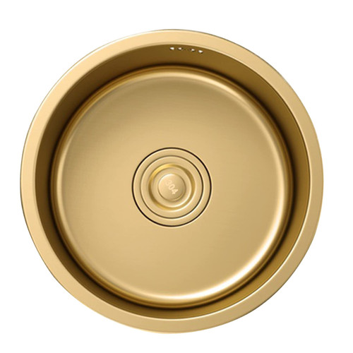 BIGYOUZI 12In Round Gold Kitchen sink 304 Stainless Steel Countertop in Bar Sinks Single Bowl Rv Small Sink 12.5''X12.5''