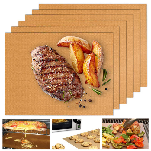 UBeesize 6-Pack Copper Grill Mats, Non-Stick Reusable BBQ Grilling Mat