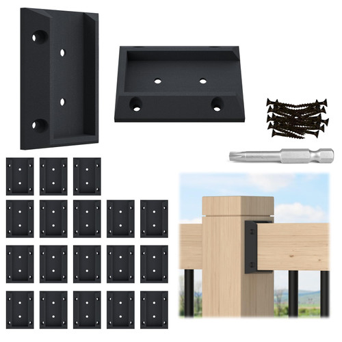 Muzata 20 pcs Deck Railing Brackets Connectors for 2x4 Wood Post WT11