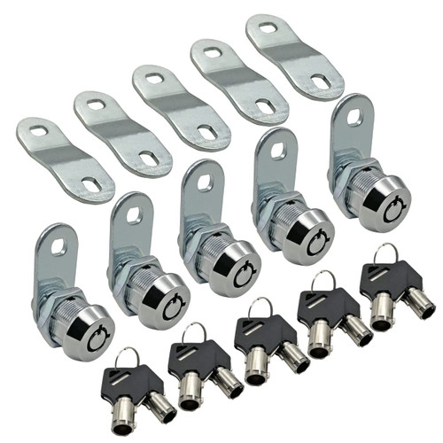 5 Packs Puyueo Tubular Cam Lock Keyed Alike Cabinet Lock Removable Key RV Compartment Lock with Offset Cam (5/8 Inch)