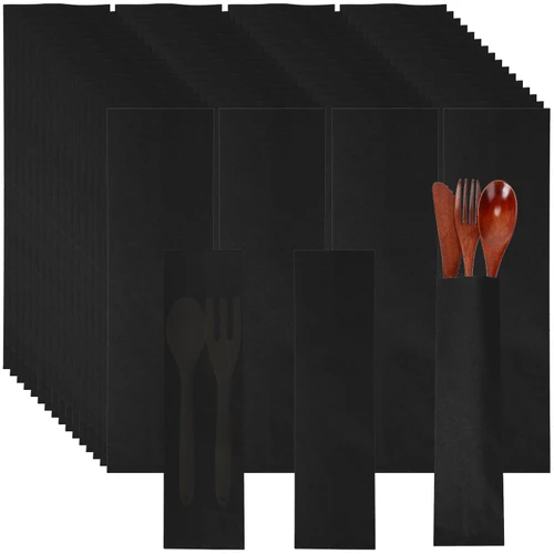 Geelin 500 Pcs Paper Silverware Sleeves Churro Bags Bulk, Black