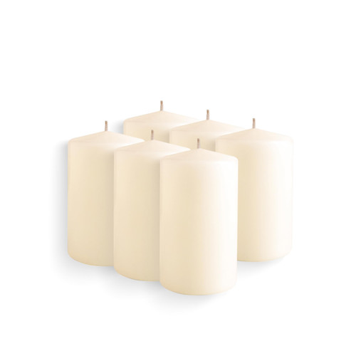 Simply Soson Ivory Pillar Candles 2.5x4 Set of 6, Unscented Bulk Pack