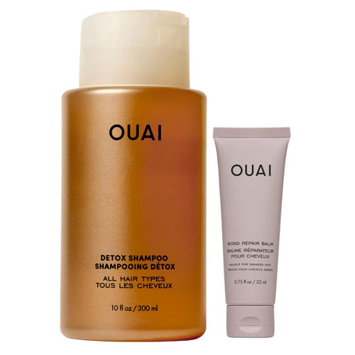 OUAI Detox Shampoo Salon Size & Bond Repair Balm - Wash Day Reset Duo