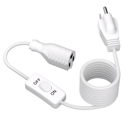 STARELO Extension Cord with Switch 3-Prong Indoor White Extension Cord,18AWG Control Switch ON/Off 3A 125V NEMA 5-15R Grounded Plug Receptacle.（15FT White）