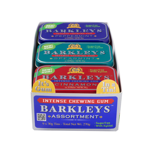 Barkleys Sugar Free Gum Variety Pack - Xylitol Gum Assortment of Peppermint, Spearmint & Cinnamon-Breath Refreshing & Long-lasting Flavor- Barkleys Gum Variety Pack ,Keto, Vegan-9 Pack (270g, 198 gums)