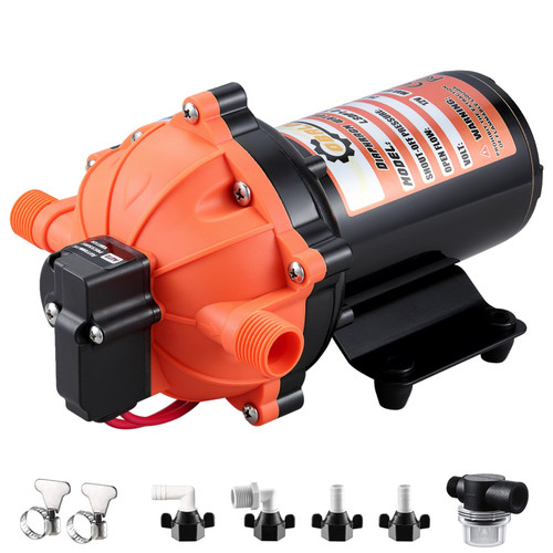 12V RV Fresh Water Pump 7.0GPM 75PSI Self Priming Quiet 5-Chamber